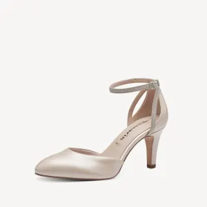 Tamaris Escarpin Brillant Rose Nacré avec Bride Étincelante