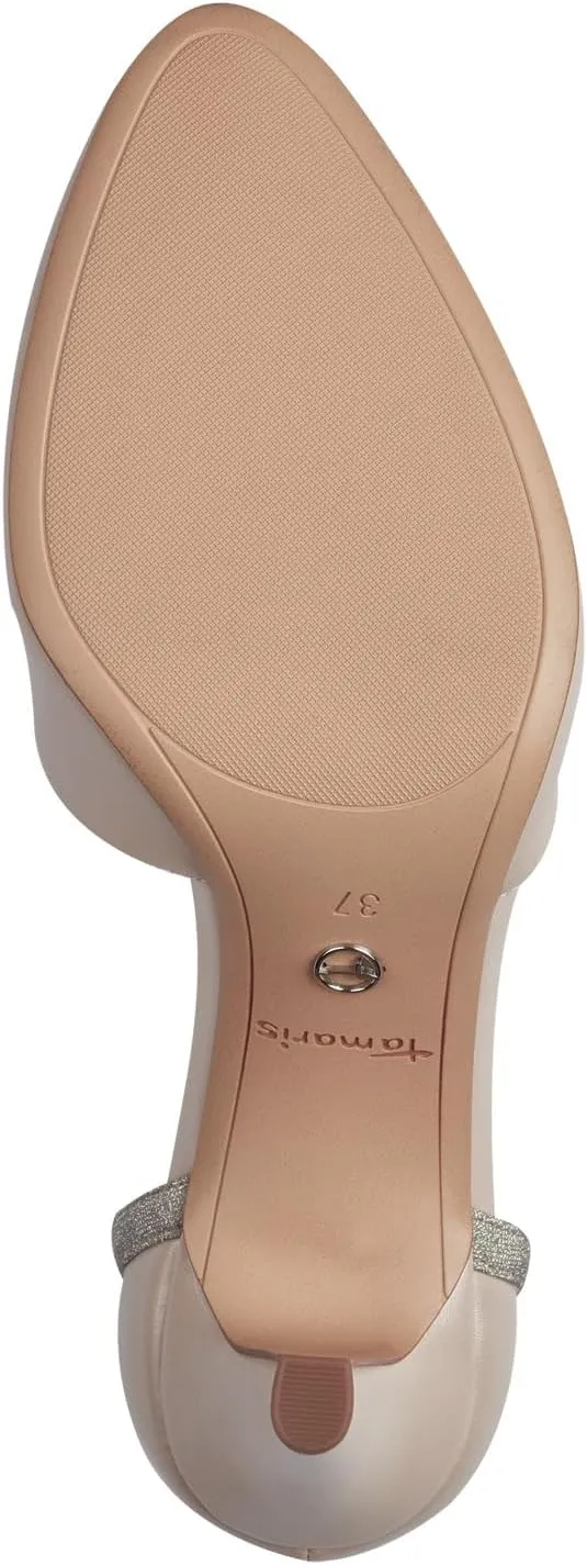 Tamaris Escarpin Brillant Rose Nacré avec Bride Étincelante