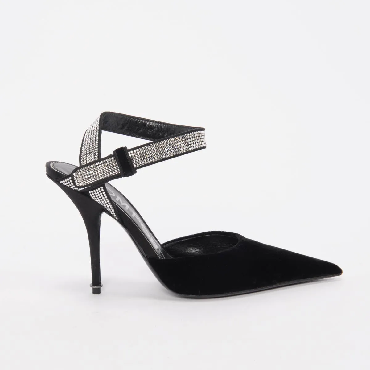 Tom Ford Escarpins Asymétriques en Velours Noir avec Cristaux Pointure 37