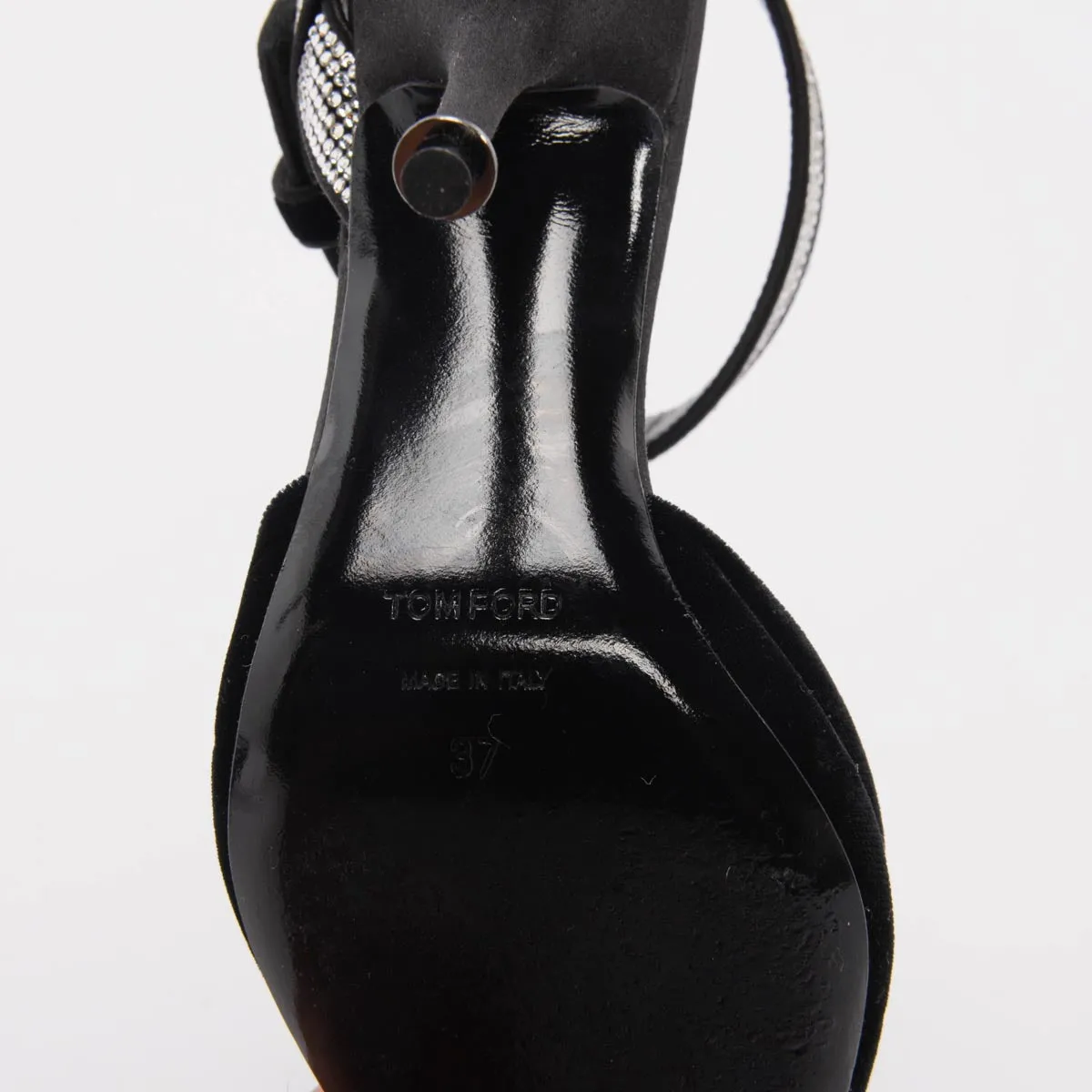 Tom Ford Escarpins Asymétriques en Velours Noir avec Cristaux Pointure 37