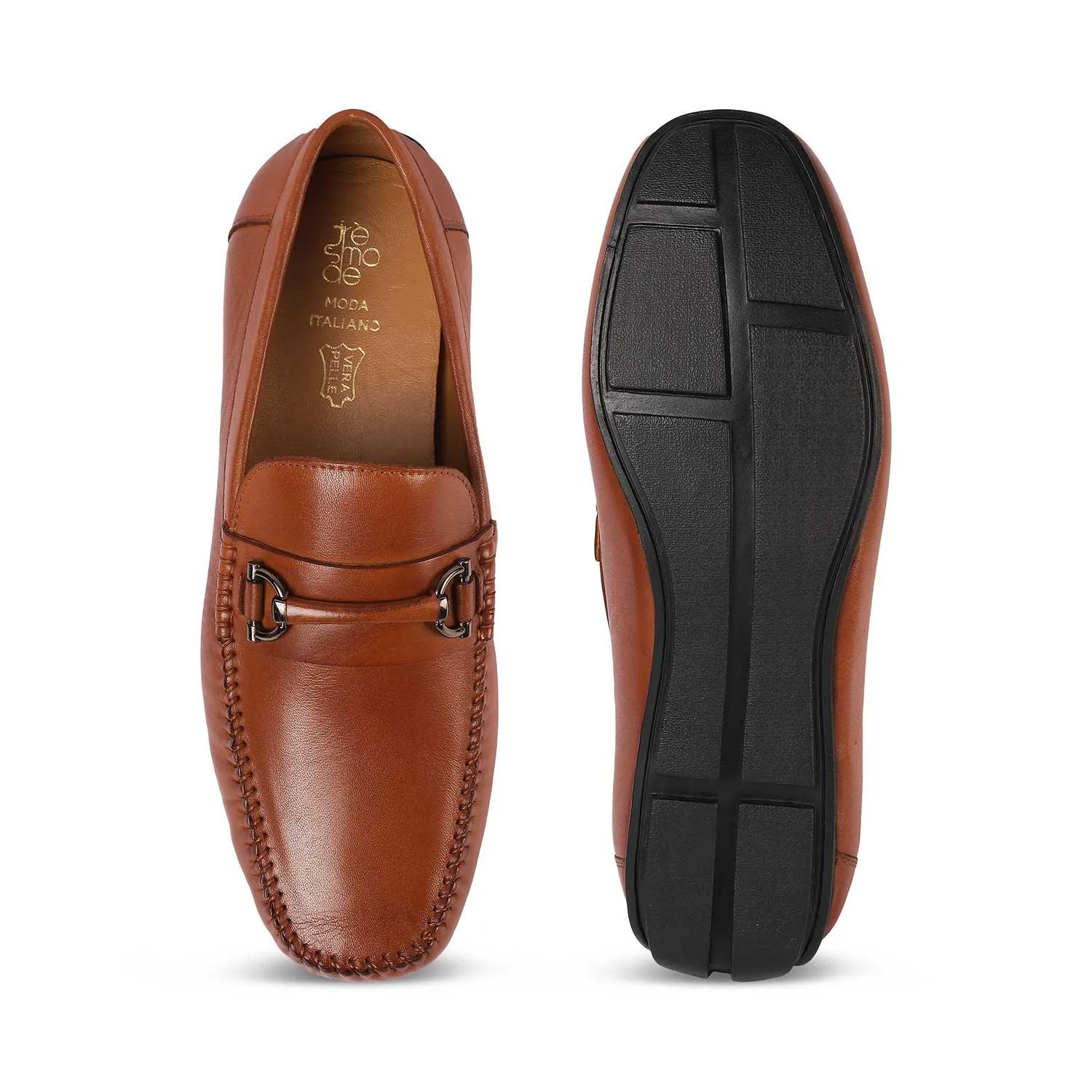 Tresmode Salvo Tan Mocassins de conduite en cuir pour homme