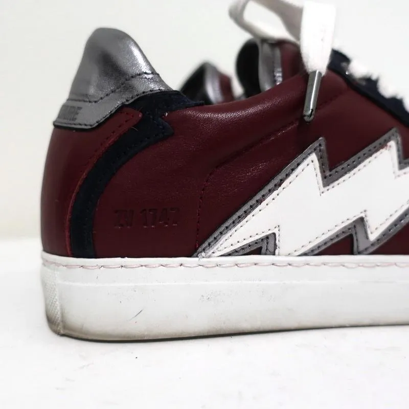 Zadig & Voltaire ZV1747 Flash Sneakers Basses en Cuir Bordeau Taille 36
