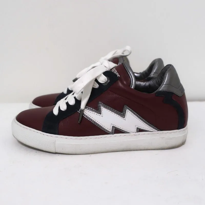 Zadig & Voltaire ZV1747 Flash Sneakers Basses en Cuir Bordeau Taille 36