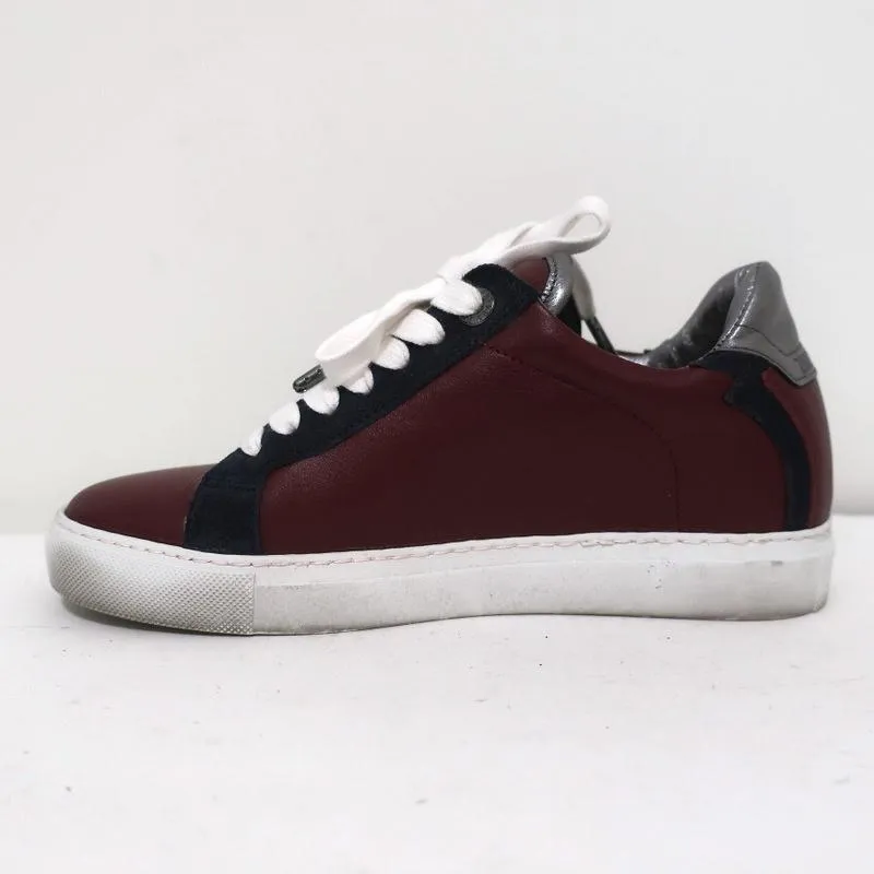 Zadig & Voltaire ZV1747 Flash Sneakers Basses en Cuir Bordeau Taille 36