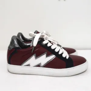 Zadig & Voltaire ZV1747 Flash Sneakers Basses en Cuir Bordeau Taille 36
