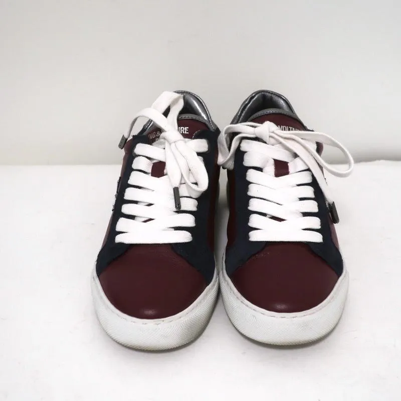 Zadig & Voltaire ZV1747 Flash Sneakers Basses en Cuir Bordeau Taille 36